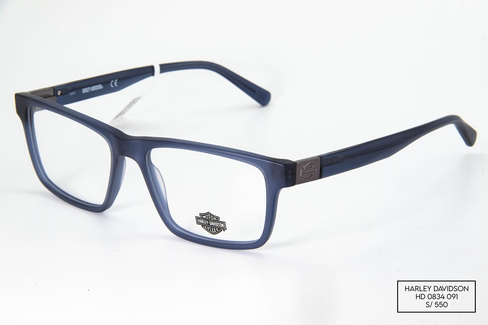 Lunettes De Vue Harley-Davidson HD 0879 091 – Monture Bleu Mat, Taille 56/14/140 | Style Rétro Robustepour Homme